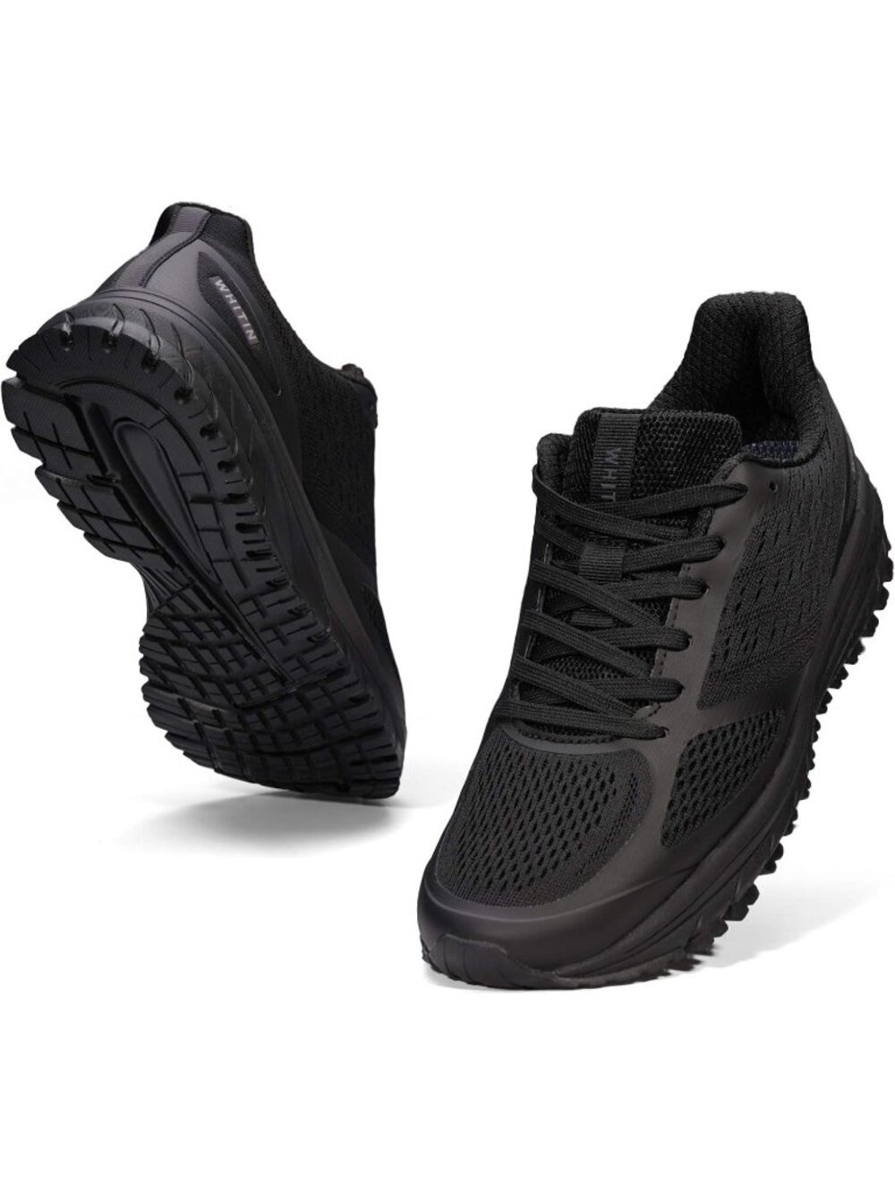 Joomra Men's Black Mesh Closed Toe Cushioned Athletic Lace Up Sneakers Shoes
